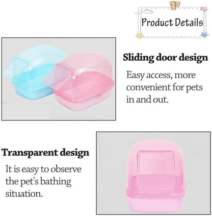 kathson Hamster Sand Bath Container Dwarf Hamster Dry Bathroom Chinchilla Sauna Toilet Plastic Sand Bathtub Sand Box Ideal for Guinea Pig Gerbil Hedgehog Squirrel and Other Small Animals (Pink)
