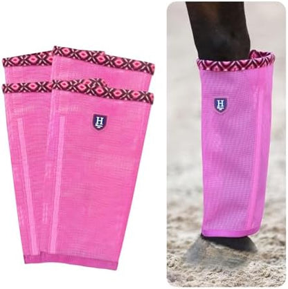Fine Mesh Fly Boots Loose Fitting & Non-Slip Horse Fly Leggings Fleece Air Flow (Set of 4)