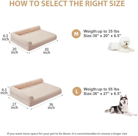 BFPETHOME Orthopedic Washable Dog Bed, Sleeping Couch for Large Senior Dogs