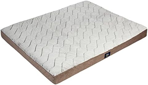 Serta Orthopedic Quilted Pillow Top Dog Bed for Pets – Chocolate Brown (X-Large)