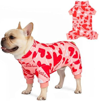 KYEESE Velvet Dog Pajamas Soft Onesie for Daily Wear, Heart