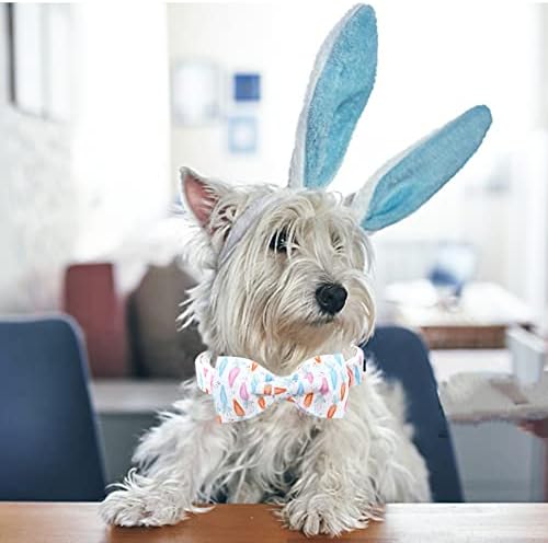 Lionheart glory Easter Dog Collar with Bow Tie Carrot Print Dog Collar Girl or Boy Soft Durable Adjustable Collar Bows Spring Collar Dog Bow for Large Dogs