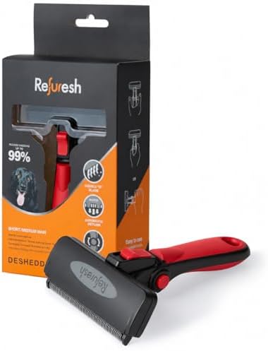 Deshedding Dog Brush for Short/Medium Hair (Large,Red) – Gentle Deshedding Tool for Dogs & Cats – Reduces Shedding, Without damaging Topcoat. Removes Loose Fur & Dead Undercoat.