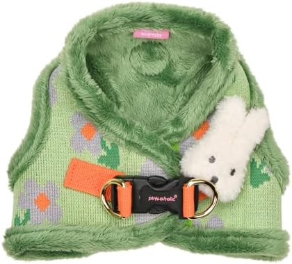 Pinkaholic New York Jasmine Vest Dog Harness Step-in Warm Winter Flower Pattern for Small Dog, Green, Small