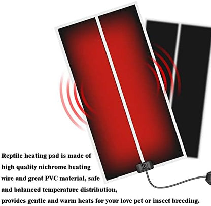 5W Reptile Heating Mat 5.9 Inch *5.5 Inch 110v -- Reptile Heat Pad with Temperature Adjustment, Terrarium Heat Mats, Safety Reptile Heat Mat for Turtle, Tortoise, Snakes, Lizard, Gecko Hermit Crab