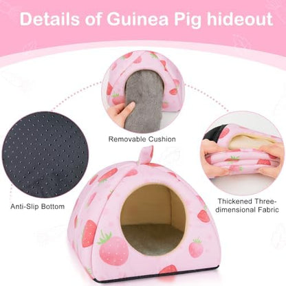 Bienbee Guinea Pig Hideout, 2 Piece Washable Set for Small Animals Small