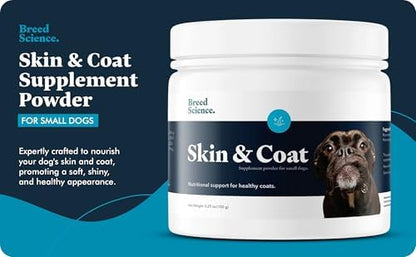 Skin and Coat Supplement Powder for Small Dogs- Anti Allergy Treatment and Itching Relief- with Vitamins A, E and Biotin - Care Products and Shedding Control Supplements for Itchy Pets