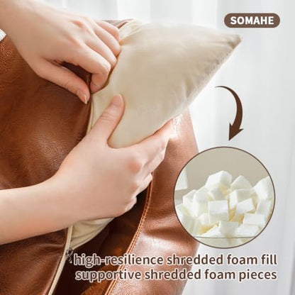 SOMAHE Waterproof Leather Dog Bed, Bolster Couch, 24x19x9 Brown
