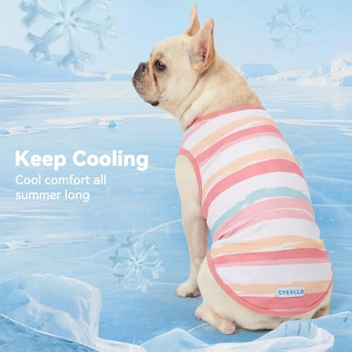 cyeollo 2Pack Dog Cooling Shirts Evaporative Dog Cooling Vest, L, Pink