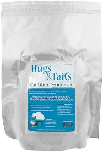 Cat Litter Deodorizer – Pet Safe Odor Eliminator & Housebreaking Supplies for Cats, Kittens, & Small Pets – Natural, Unscented, Non Toxic, Low Dust, 1 lb, by HugsandTails