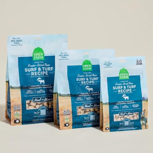 Open Farm Freeze Dried Raw Dog Food, Surf & Turf Morsels, 13.5oz Bag