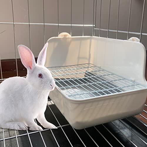 Rabbit Litter Box for Cage Corner Bunny Toilet Small Animal Potty Training with Dustpan Broom Chew Toys for Chinchilla Ferret Hedgehog Gerbil (10 Pcs)