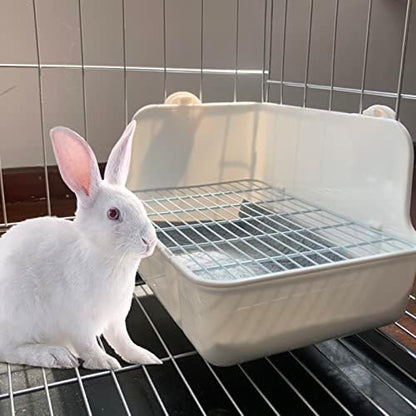 Rabbit Litter Box for Cage Corner Bunny Toilet Small Animal Potty Training with Dustpan Broom Chew Toys for Chinchilla Ferret Hedgehog Gerbil (10 Pcs)