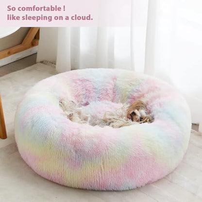 WNPETHOME Large Round Calming Dog Bed Cat Bed for Comfy Sleep