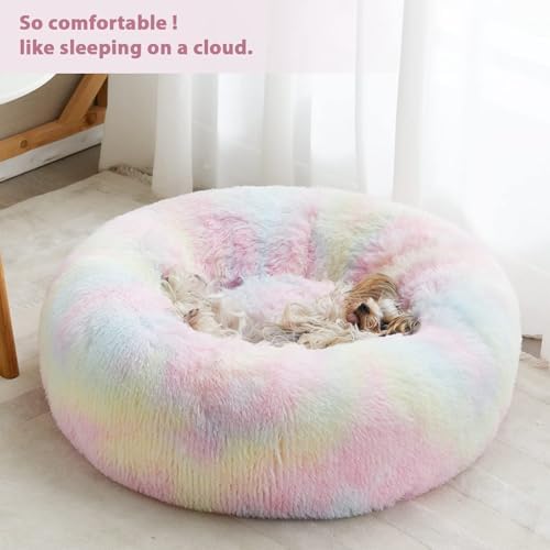 WNPETHOME Large Round Calming Dog Bed Cat Bed for Comfy Sleep