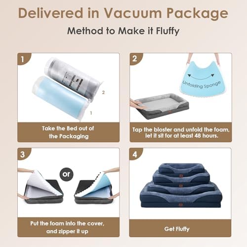 EHEYCIGA Orthopedic XL Dog Bed for Large Dog, Memory Foam Dog Couch, Navy