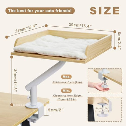 PAWZ Road Cat Desk Bed 360°Rotating Supports to 50 Lbs Cozy Nest for Desk