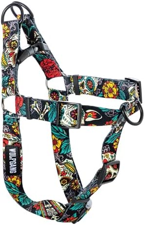 Wolfgang Heavy Duty Adjustable Dog Harness, Pull-Tested to Over 800 lbs for Walking & Training, LosMuertos Print, Large