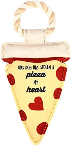 Pavilion Gift Company Stolen A Pizza My Heart Dog Toy, 13", Yellow, Dogs, Medium- Large Breeds