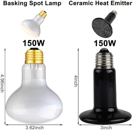 DXOPHIEX Dual Reptile Light Fixture Reptile Heat Lamp Fixture