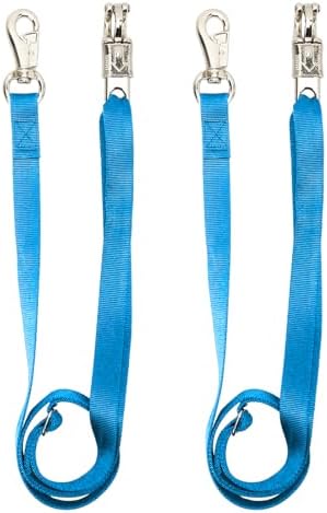 2PCS Cross Ties,Heavy Duty Adjustable Nylon Cross Ties for Horse Horse Trailer Tie with Panic Snap and Bull Snap,Adjustable Length from 44.5-78.5 Inch,Blue