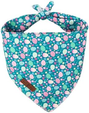 Lionet Paws Easter Dog Bandana for Medium Large Dogs,Green Dog Kerchief Eggs Dogs Triangle Bibs Scarf for Girl or Boy
