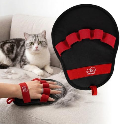 Pet Hair Remover Glove for Cats & Dogs, Reusable 5-Finger Fur Cleaning Tool for Couch, Furniture, Carpet, Car Seat & Clothing, Upgraded Electrostatic Pet Hair Cleaner, Washable Pet Fur Removal Brush