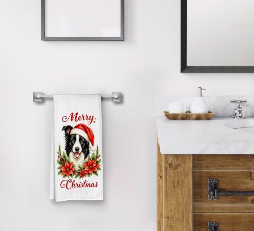 Christmas Border Collie Kitchen Dish Towels Dishcloth 16x24 Inches