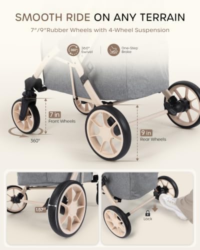 Aluminum Dog Stroller for Medium Dogs & 2 Small Dogs, All-Terrain