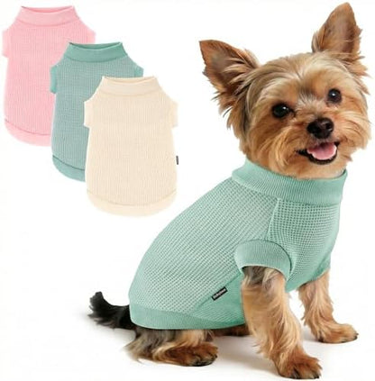 3 Pack Dog Shirt for Small Supplies Functional Waffle Dog Clothes Warm Soft Sweatshirt Outfit for Dogs Cats Pet Apparel