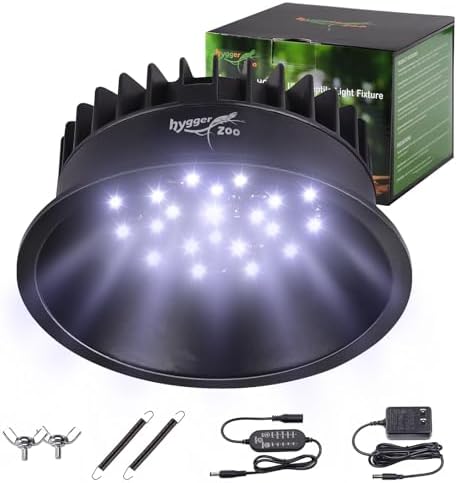 UVB Light for Reptiles, UVA UVB Reptile Light Fixture with Timer LED UVB Bulb for Bearded Dragon Gecko Turtle Chameleon Lizard Snake, Adjustable Brightness UVB Lamp for Reptile Tank Accessories, Black
