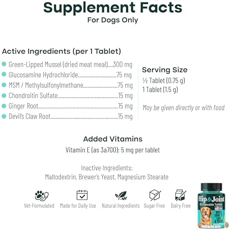 Joint Supplement for Dogs, 300mg Green-Lipped Mussels for Dog Arthritis