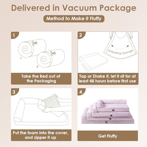 EHEYCIGA Memory Foam Dog Bed for Crate, L Plus Orthopedic Dog Bed, Lilac