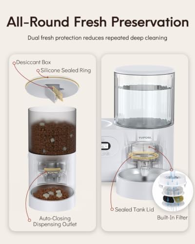 Yuposl Automatic Cat Feeder and Cat Water Dispenser, 10L Large Capacity