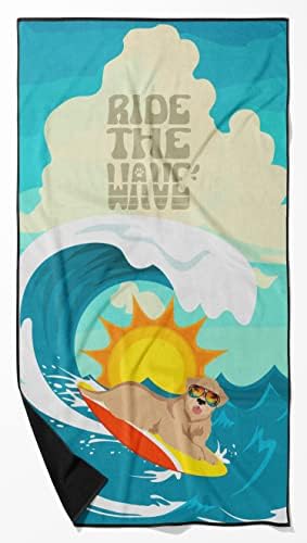 Caroline's Treasures MLM1276TWL3060 Surfer Dog Red Wheaten Terrier Premium Beach Towel Oversized Towel Beach Blanket, Pool, Beach Essentials, Yoga, Premium Bath Towel, Quick Dry Plush