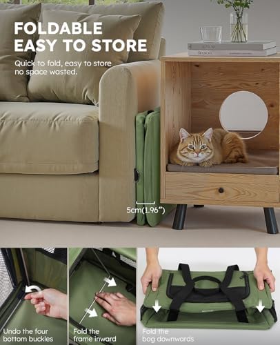 Pecute Cat Carrier Stable, Pet Carrier with Privacy Partition,Green