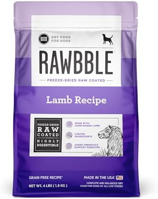 BIXBI Rawbble Freeze-Dried Raw Coated Dog Food, Lamb – Fresh Meat, No Meat Meals, Grain-Free – USA Made, 4 lbs