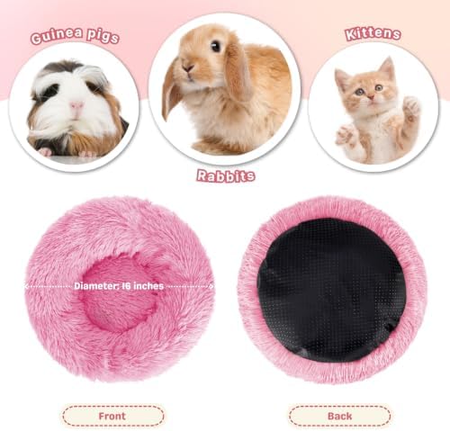 Rabbit Bed, Long Plush Donut Shaped Bunny Hideout - Bright Pink