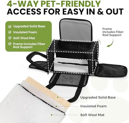 Soft-Sided Cat Carrier 18x11x11 in Expandable Travel Pet Bag 15LBS