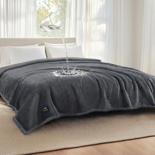 Luciphia Waterproof Blanket for Large Dog, Reversible Sherpa Bed Cover