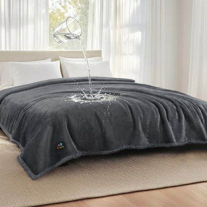 Luciphia Waterproof Blanket for Large Dog, Reversible Sherpa Bed Cover
