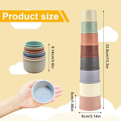 8 Pcs Stacking Cups for Bunny,Colorful Nesting Reusable Rabbit Toys