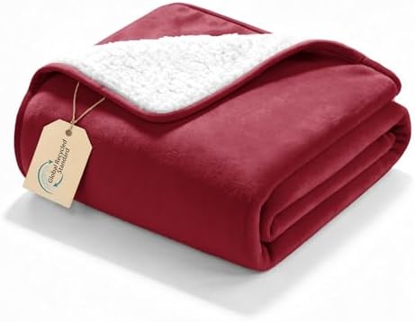 gogobunny Waterproof Bed Blanket, Reversible Sherpa Fleece Throw Blanket for Dog Puppy Cat, Furniture Cover Protects Bed Couch Sofa from Liquid Pee and Pet Fur (Romantic Red, 25x35 inches)