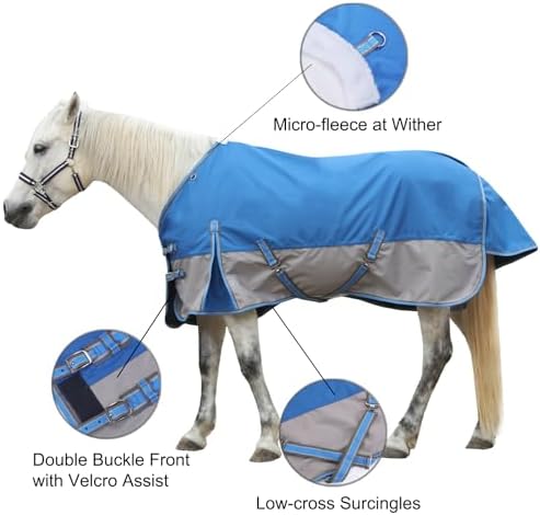 1200D Horse Blanket, 0g No-Fill Waterproof Turnout Rain Sheet