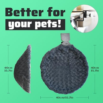 Round Cat Desk Bed, Space Saving Elevated Pet Hammock for 40lbs Cats, All-Season Office Workspace Cat Seat, Sturdy Desk Mounted Bed with Washable Breathable Fabric, 360 View Hammock