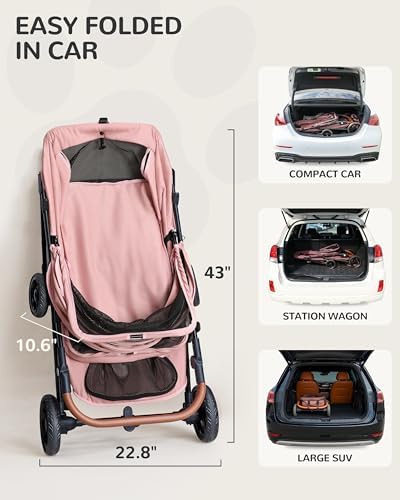 Dog Stroller for Large & Medium Dogs (20–132 lbs), for 2 Small Dogs