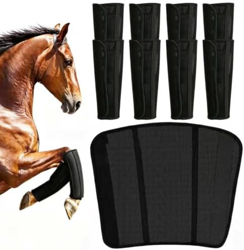 Horse Fly Boots,Fly Boots for Horses Set,Reduce Stomping (Black(2Sets))