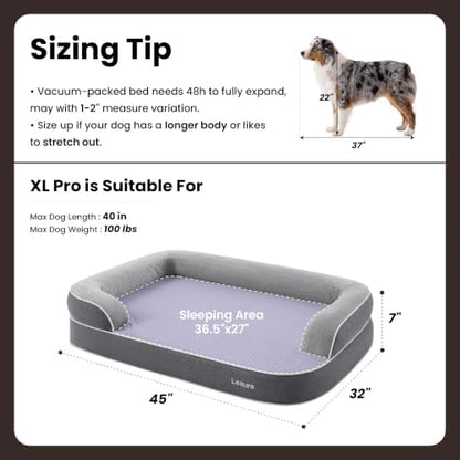 LE SURE RealOrtho™ XL Pro 3-Layer Orthopedic Extra Large Dog Bed,45" Black