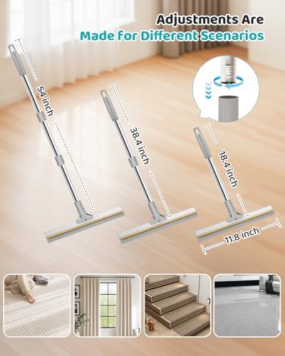 Pet Hair Remover for Carpet, 54 Inch Adjustable Long Handle Carpet Rake for Pet Hair Removal, 3 Piece Dog Hair Carpet Rake and Carpet Scraper Tool for Rugs, Couch, Stairs, Furniture