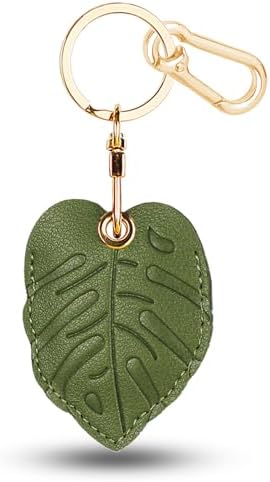 Leather Keychain Holder Case for AirTag, Cute Protective Cover for Apple Airtag KeyChain, GPS Tracker Item Finder